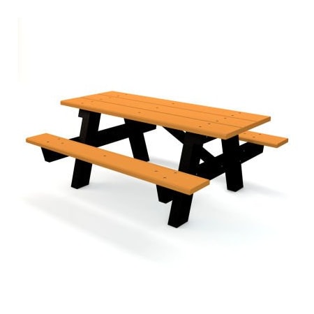 Jayhawk Plastics Global Industrial 6 A Frame Rectangular Picnic Table Recycled Plastic Cedar PB APIC6CEDGL